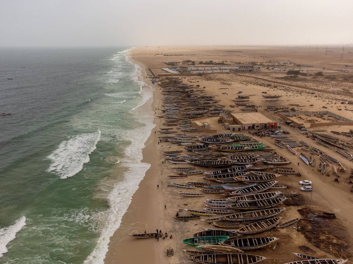 Aerial landscape of the beach of Nouakchott