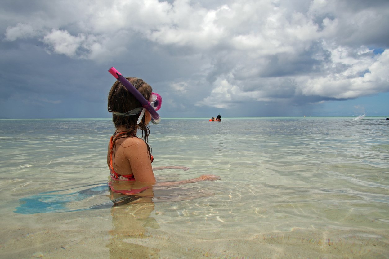 child in the sea