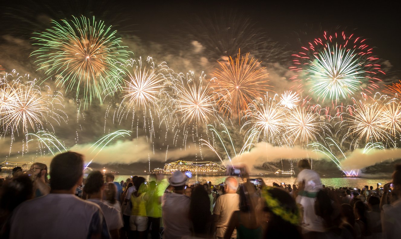 Nouvel an feu d'artifice au Copacabana