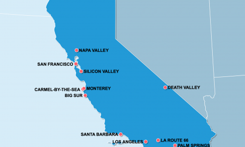 Carte Etats-Unis : Lieux et sites naturels incontournables aux Californie