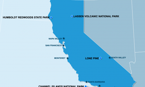 Carte Etats-Unis : hors des sentiers battus aux Californie