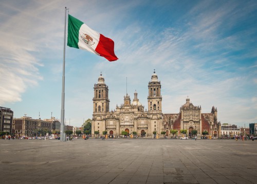 Mexique : Place Zocalo et la cathédrale de Mexico City